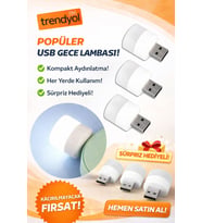 Mini USB Gece Lambası, Taşınabilir LED Işık, Kompakt ve Şık Tasarım (Krem)