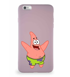 Apple iPhone 6 Plus Soft Premier Kapak Patrick Yıldız Tasarımlı Silikon Kılıf - Pudra (Şeffaf)