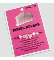 Pembe Kuvars Doğaltaşlı İp Bileklik