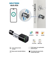 NEUTRON NTL-SC-02FKPB Parmak izi, Anahtarlı, Tuşlu, Kartlı ve Uzaktan Kontrollü Akıllı Kapı Kilidi Siyah