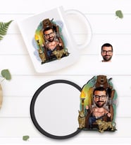 BK Gift Kişiye Özel Viking Karikatürlü Beyaz Kupa ve Ahşap Bardak Altlığı Hediye Seti-1