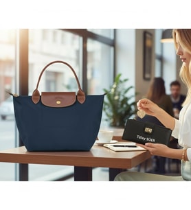 Givenza Kişiye Özel Çüzdan Ve Kolye Hediyeli Kadın Çift Askılı Shopper Çanta (C.Lacivert)