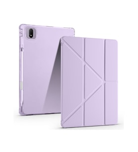 Honor Magic Pad 2 Uyumlu Kalem Bölmeli Uyku Modlu Standlı Trifolding Tablet Kılıfı (Lila)