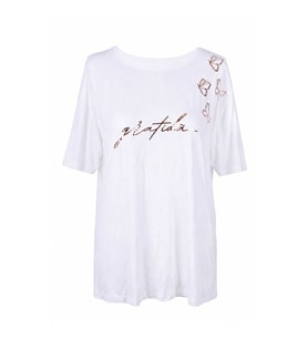 Trender Kelebek Baskı Ekru Kadın T-Shirt 26YDT1000097