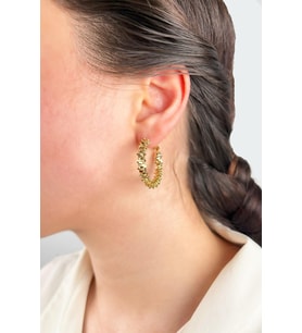 Halka Tırtıklı Küpe 3cm - Gold