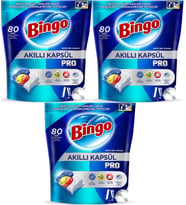 Bingo Akıllı Kapsül Pro Bulaşık Makinesi Deterjanı Tableti 240 Adet Limon Kokulu (3PK*80)