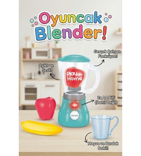 Sesli Işıklı Gerçek Fonksiyonlu Oyuncak Blender Seti Meyve ve Bardak Aksesuarlı