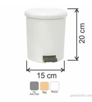 Garanti Metal 7135 Plastik İç Kovalı Yuvarlak Pedallı Çöp Kovası (3,5 Litre)