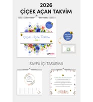 2026 Yeni Yıl Takvimi Çiçek Açan Takvim - Masa ve Duvar Tipi, Çiçek Zarfı Hediyeli