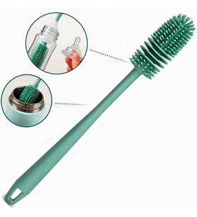 IVORY 33 cm Silikon Biberon ve Şişe Temizleme Fırçası – Uzun Saplı 360° Temizlik, Esnek ve Dayanıklı Silikon – Biberon, Termos, Bardak ve Şişe İçin – Asorti Renk