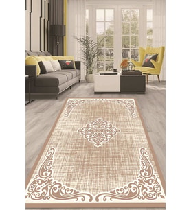 Dijital Kaymaz Taban Yıkanabilir Modern Renkli Salon Halısı Mutfak Halısı Yolluk ND-HT-523 (Kahverengi)