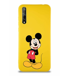 Huawei Y8P Soft Premier Kapak Mickey Mouse-B Tasarımlı Silikon Kılıf - Sarı (Şeffaf)