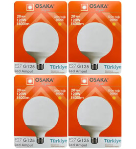 (4 Adet) 20W (120W) 3000K (Sarı Işık) E27 Duylu (Kalın Duy) Glop Led Ampul