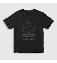 Presmono Unisex Çocuk Siyah Voyage Camper Kamp T-Shirt 372852tt
