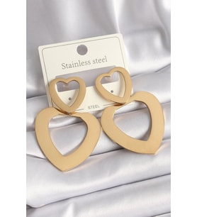 316L Çelik Gold Renk Kalp Model Kadın Küpe - TJ-BKP9714