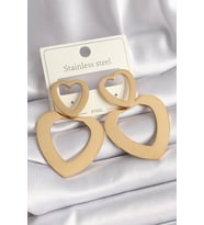 316L Çelik Gold Renk Kalp Model Kadın Küpe - TJ-BKP9714