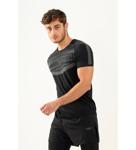 Maraton Active SlimFit Erkek Bisiklet Yaka  Kısa Kol Koşu Siyah T-shirt 821080