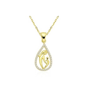 Gümüş Gold Damla Anne Çocuk Kolyesi CSR2180904