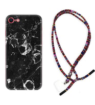 Apple iPhone 5 6 7 8 Plus Se XR Kılıf Boyun Asklı Rasta Silikon Black Hole Marble 1387