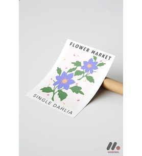 Flower Market Dahlia Posteri, Çerçevesiz Yüksek Kalite Duvar Afişi - Ev Dekorasyonu
