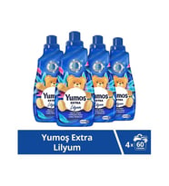 Yumoş Extra Lily Konsantre Çamaşır Yumuşatıcı 1440 ml x 4 Adet 60 Yıkama Yumoş Lily 1440