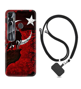 Tecno Spark 6 6 Go 8C 8 Pro 7 7 Pro Kılıf Boyun Askılı Silikon Wolf and Moon 2 1381