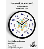 İsme Özel Güneş ve Gökkuşağı Çocuk Odası Duvar Saati Orta Boy 30 cm Siyah Camlı Sessiz