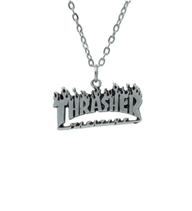 Thrasher Magazine Erkek Kadın Kolye Antik Gümüş Kaplama - 60 cm Düz Zincir