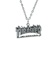 Thrasher Magazine Erkek Kadın Kolye Antik Gümüş Kaplama - 60 cm Düz Zincir