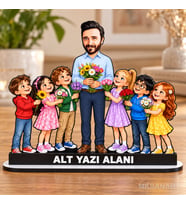 Kişiye Özel Erkek Anaokulu Öğretmeni Karikatürlü 18 cm MDF Masaüstü Biblo - Öğretmen Hediyesi Öğretmene Özel Hediye