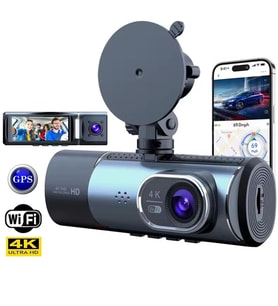 Powermaster PM-27086 3.16 İnç Tfr Ekran GPS'li 3 Kameralı 4K Görüntülü Oto Araç Kamerası Yol Kayıt Kamerası