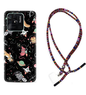 Xiaomi Poco X3 Pro M4 Pro X4 Pro C40 10C Kılıf Boyun Asklı Rasta Silikon Planet Animals 1771