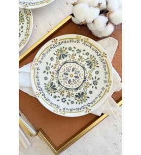6 Kişilik 19 cm Yeşil Porselen Pasta Tabağı Takımı, Şık ve Özel Tasarım