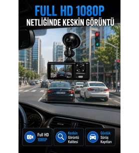 Araç İçi Kayıt Kamerası 1080P Full HD WiFi Destekli Ön ve Arka Kameralı Araç Kamerası