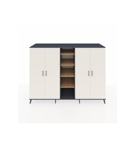 Kronos Dolap 12 Raflı 4 Kapaklı 220x59x163 Antrasit-Aytaşı/Çam