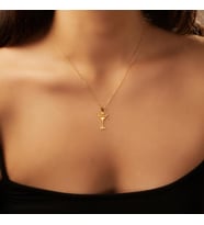 Kişiye Özel 925 Ayar Gümüş Kokteyl Figürlü Minimal Kolye (Gold)