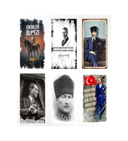 Atatürk 6'lı Ahşap Duvar Poster Seti - Hbb Özel Seri