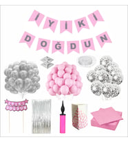 PEMBE-GÜMÜŞ DOĞUM GÜNÜ SETİ