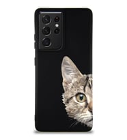 Samsung Galaxy S21 Ultra Soft Premier Kapak Catface Tasarımlı Silikon Kılıf - Siyah (Şeffaf)