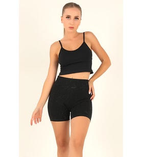 DoReMi Seamless Normal Bel Kısa Kadın Tayt (Siyah)