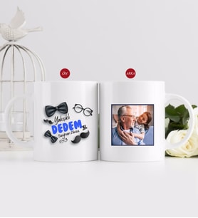 BK Gift Kişiye Özel Yakışıklı Dedem Tasarımlı Fotoğraflı Kupa Bardak-1 (Beyaz)