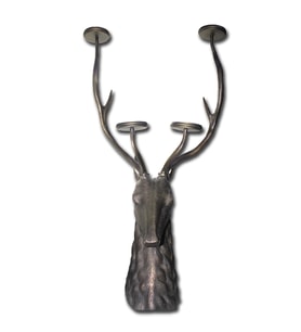 Metal Geyik Büstü Şamdan 112 Cm