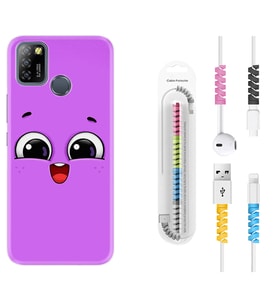 INFINIX Smart 4 5 6 Zero 8 S5 Pro Kılıf Kablo Koruma Spiral Silikon Purple Sweety 1717