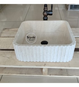 Bej Mermer Tasarım Lavabo