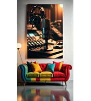 STUDİO MİKROFONU Ev Duvar Salon Güzellik Salonu Ofis Dükkan Dekarasyon Kanvas Tablo (Çok Renkli)