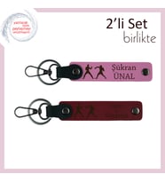 Ringin Kalbinde Yer Alan Tasarım, Fighter Temalı, Kişisel Anahtarlık Seti, Pembe-Bordo