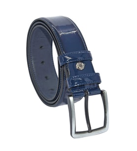 Lacivert Rugan Suni Deri Dikişli 4 cm.lik Klasik Kemer - 7400-95