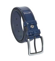 Lacivert Rugan Suni Deri Dikişli 4 cm.lik Klasik Kemer - 7400-95