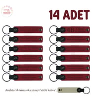 Ofis İçi Motivasyon Etkinliğine Özel, 14'lü Set, Kişisel Yazılı Anahtarlık, Kırmızı & Sütlü Kahve