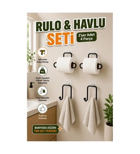 4 Parça Rulo Kağıtlık ve Havlu Bez Askılığı Seti – 2’şer Adet